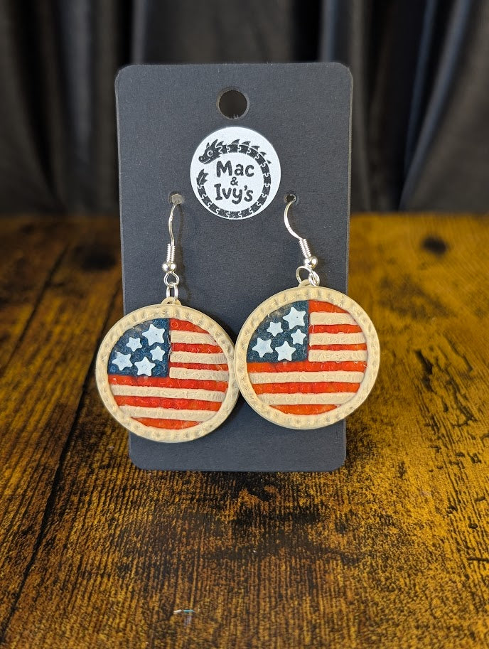 American Flag Pie Earrings