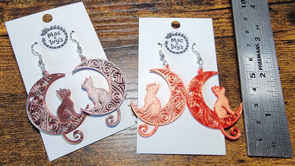 Cat in the Moon Earrings