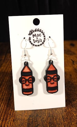 Pencil, Ruler or Crayon with Glasses Earrings