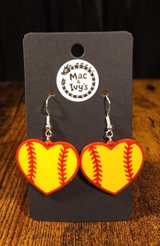 Softball Heart Earrings