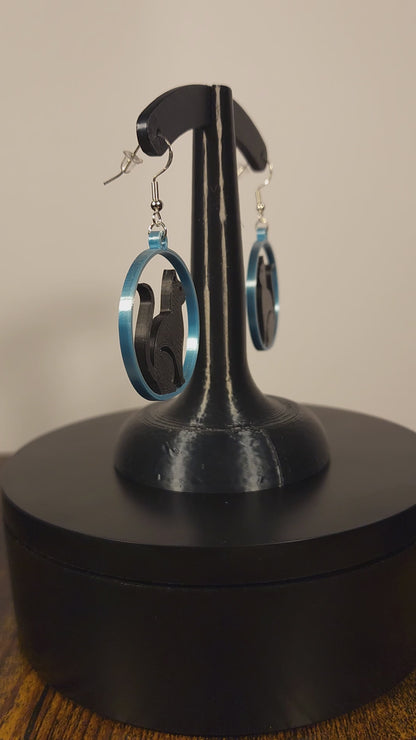 Black Cat Circle Earrings